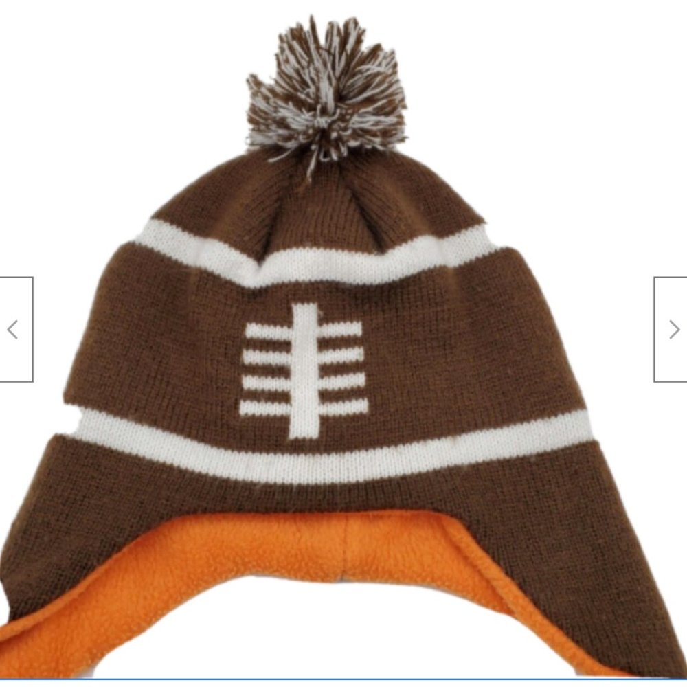Capelli NY Trapper Hat Kids Beanie Winter Brown White Tassels Orange Lining S/M